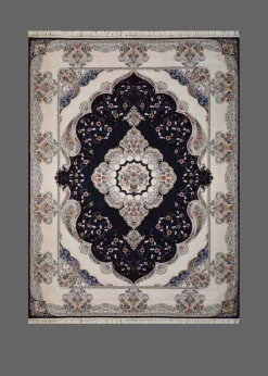 فرش برجسته رجال تبریز طرح سوگند سرمه ای