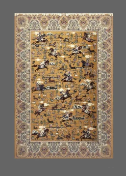 فرش برجسته رجال تبریز طرح شکارگاه زرد