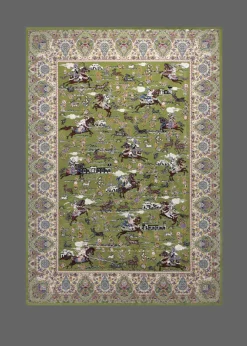 فرش برجسته رجال تبریز طرح شکارگاه سبز