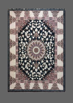 فرش برجسته رجال تبریز طرح ماهور سرمه ای