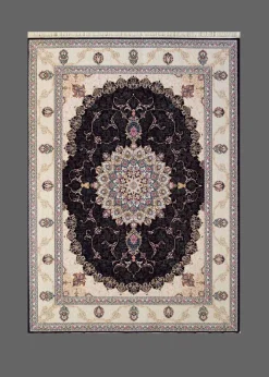 فرش برجسته رجال تبریز طرح مایسا سرمه ای