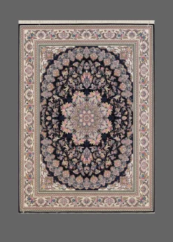 فرش برجسته رجال تبریز طرح میخک سرمه ای