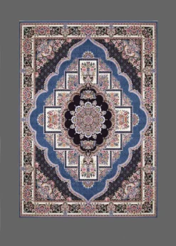 فرش برجسته رجال تبریز طرح ناردون آبی