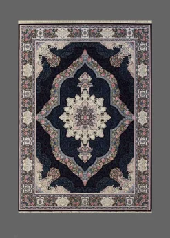 فرش برجسته رجال تبریز طرح کارینا سرمه ای