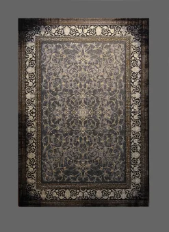 فرش برجسته رجال سوین طرح اسلیمی ذغالی