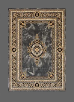 فرش برجسته رجال سوین طرح ورساچه ذغالی