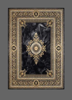 فرش برجسته رجال سوین طرح ورساچه سرمه ای