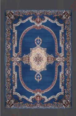 فرش برجسته رجال نجوا طرح سرگل آبی